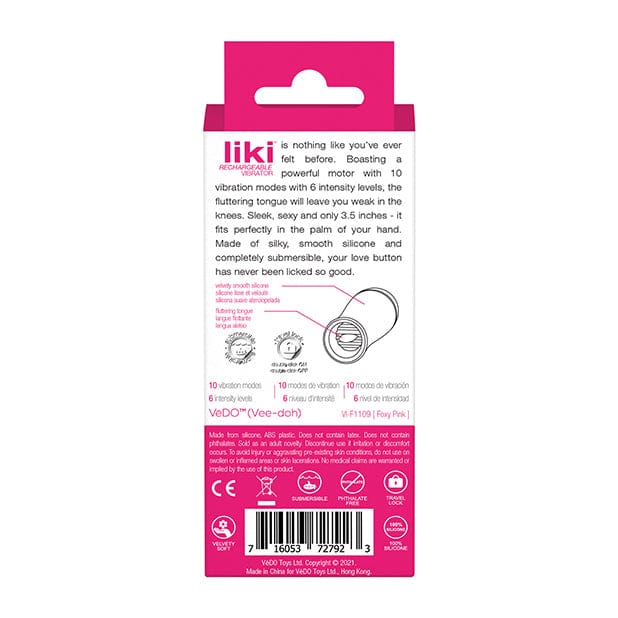 VeDO - Liki Rechargeable Flicker Vibe Clit Massager (Foxy Pink) Clit Massager (Vibration) Rechargeable 626142352 CherryAffairs