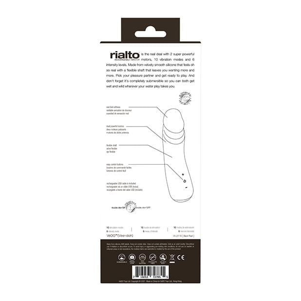 VeDO - Rialto Rechargeable Realistic Vibrator (Black Pearl) Realistic Dildo w/o suction cup (Vibration) Rechargeable 716053727855 CherryAffairs