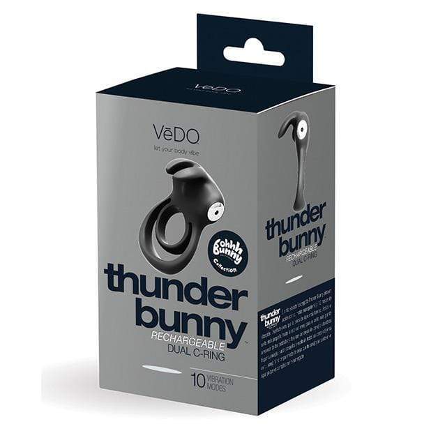 VeDO - Thunder Bunny Rechargeable Dual Cock Ring (Black) Silicone Cock Ring (Vibration) Rechargeable 789185756840 CherryAffairs