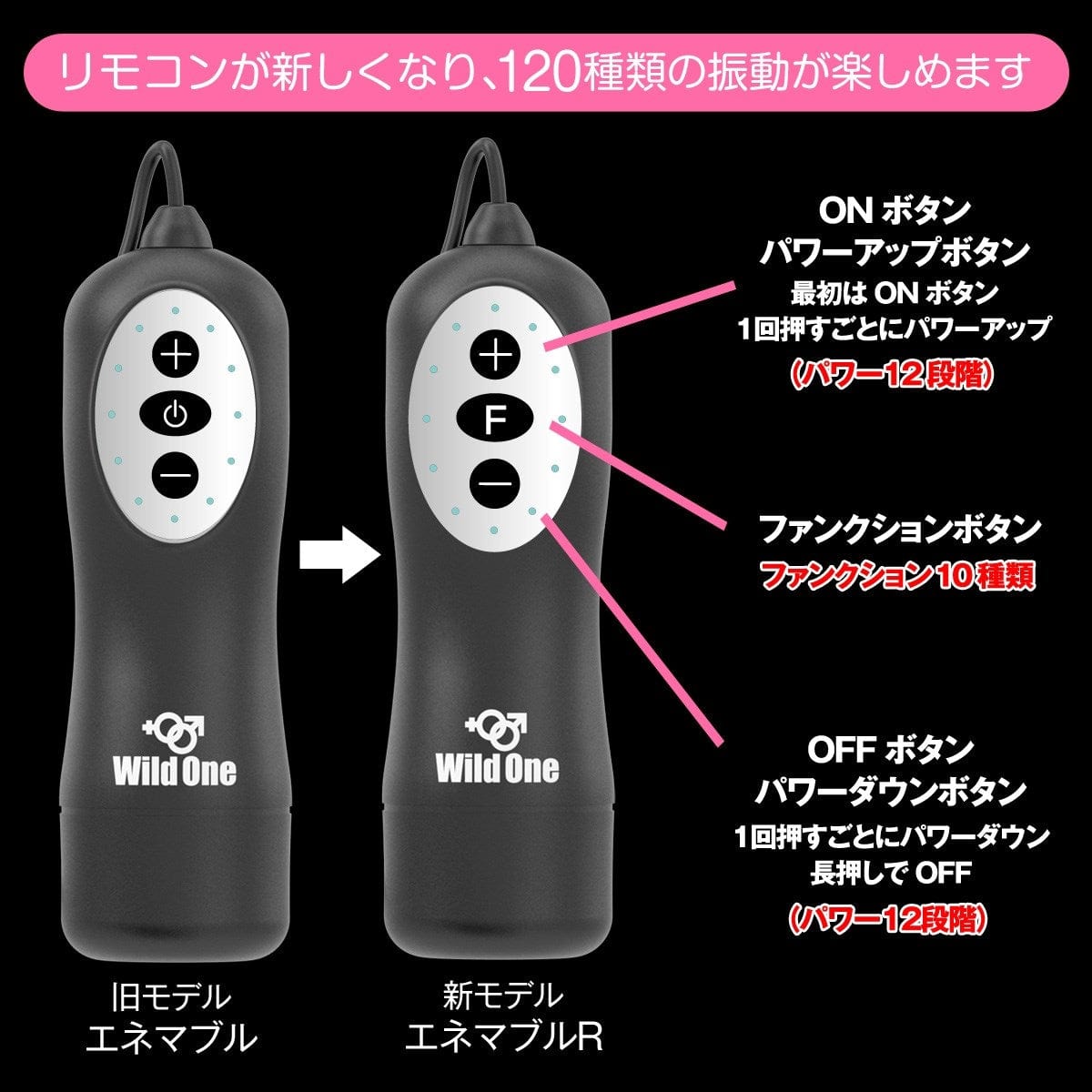 Wild One - Enemable R EX Type Y Vibrating Anal Plug (Black) Remote Control Anal Plug (Vibration) Non Rechargeable 4571361302479 CherryAffairs