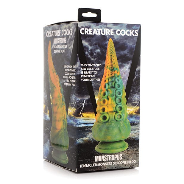 XR - Creature Cocks Monstropus Tentacled Monster Silicone Dildo (Green/Yellow) Non Realistic Dildo with suction cup (Non Vibration) 848518046697 CherryAffairs