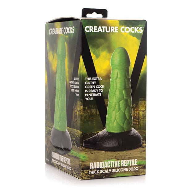 XR - Creature Cocks Radioactive Reptile Thick Scaly Silicone Dildo (Green/Black) Non Realistic Dildo with suction cup (Non Vibration) 848518046055 CherryAffairs