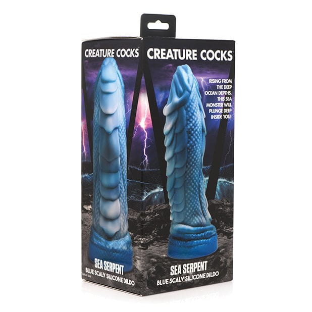 XR - Creature Cocks Sea Serpent Scaly Silicone Dildo (Blue) Non Realistic Dildo with suction cup (Non Vibration) 848518048714 CherryAffairs