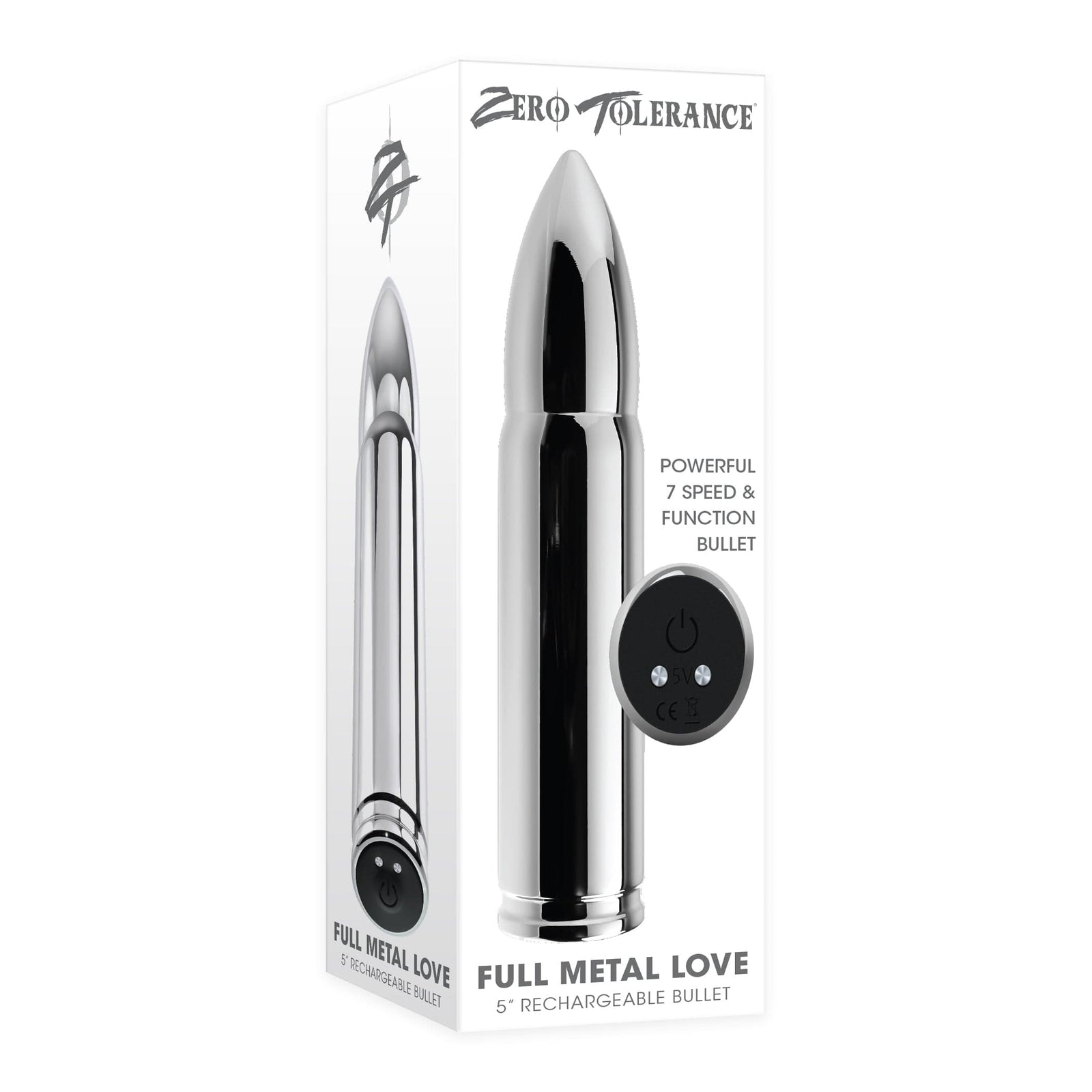 Zero Tolerance - Full Metal Love Rechargeable Bullet Vibrator (Silver) Bullet (Vibration) Rechargeable 844477021027 CherryAffairs