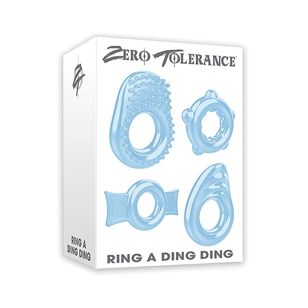 Zero Tolerance - Ring a Ding Ding Set of 4 Textured Cock Rings (Blue) Rubber Cock Ring (Non Vibration) 626143763 CherryAffairs