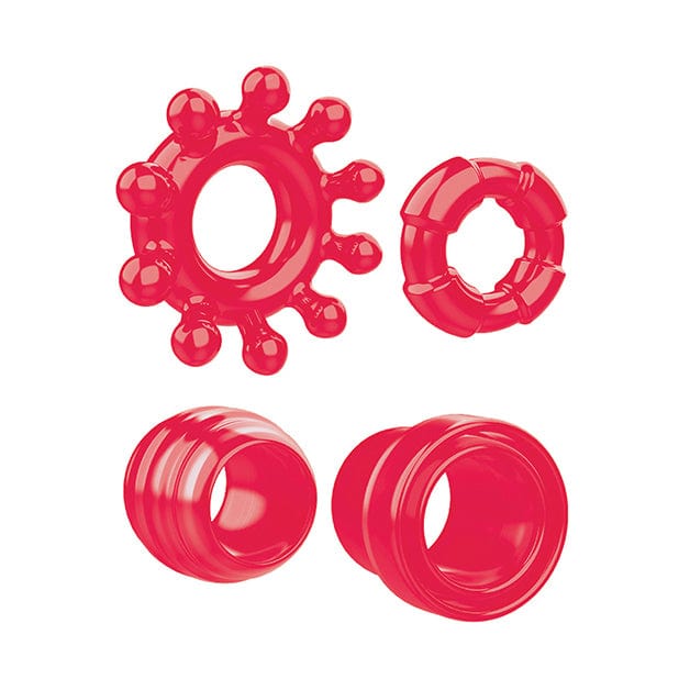 Zero Tolerance - Ring the Alarm Set of 4 Textured Cock Rings (Red) Rubber Cock Ring (Non Vibration) 626143747 CherryAffairs