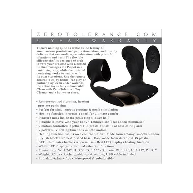 Zero Tolerance - Strapped and Tapped Heating Vibrating Prostate Massager (Black) Remote Control Anal Plug (Vibration) Rechargeable 626135954 CherryAffairs